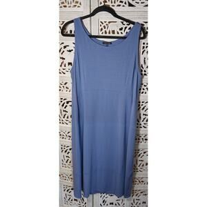 Eileen Fisher Blue Sleeveless Knit Dress Size S Minimalist Shift Midi Casual EUC